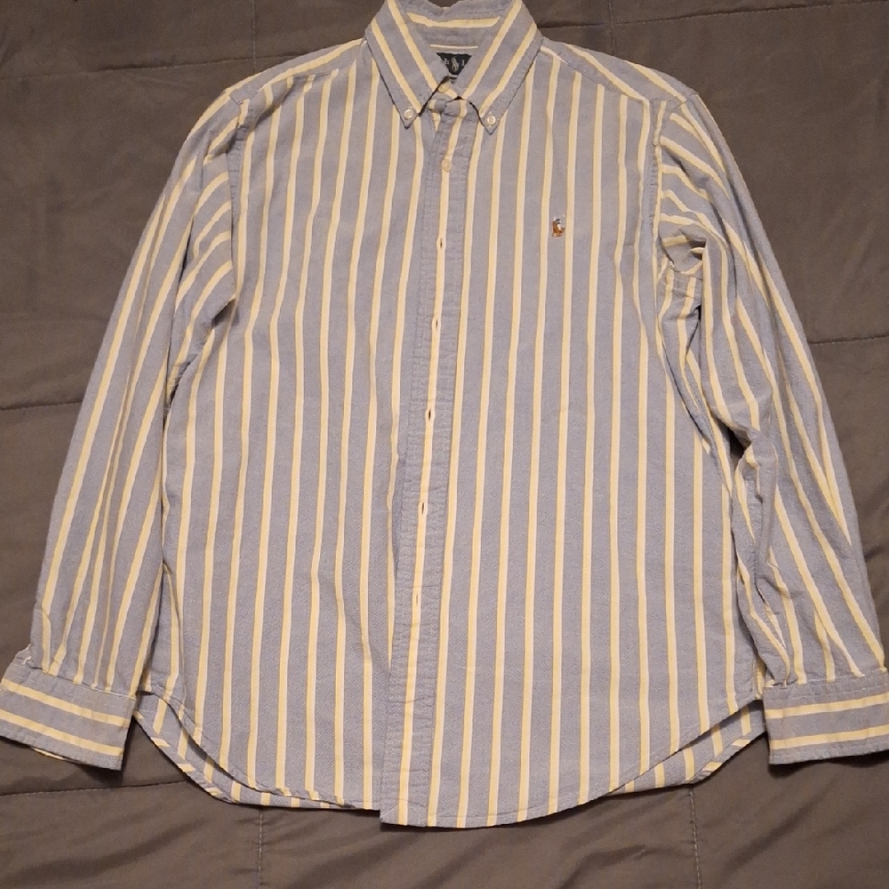 Polo Ralph Lauren Blue and Yellow Striped Dress Shirt